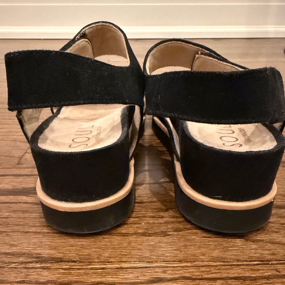 Naturalizer Soul Kaila Black Suede Adjustable Strap Sandals Size 8.5 - Picture 11 of 11